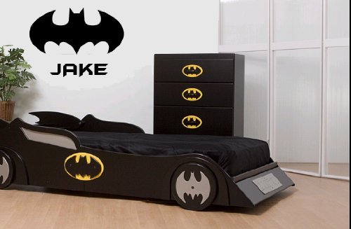(LARGE) BATMAN & PERSONALISED NAME BEDROOM VINYL WALL ART DECAL STICKER LARGE 14 COLOURS AVAILABLE