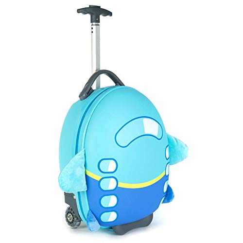 boppi Tiny Trekker Kids Luggage Bag | Holiday Travel Suitcase for Boys & Girls, Carry-On or Pull-Along School Trolley | Cabin Holdall with Lightweight Wheels, 17-Litre Hand Case | Aeroplane