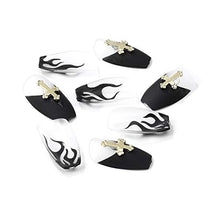 Load image into Gallery viewer, Brishow Coffin False Nails Flame Cross Fake Nails Press on Nails Ballerina Acrylic Full Cover Stick on Nails 24pcs for Women and Girls
