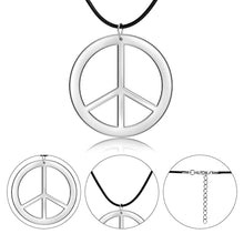 Load image into Gallery viewer, Dacitiery 3 Pcs Hippie Costume Set, Funky Afro Wig VintageSunglasses and Peace Sign Necklace Fancy Dress Hippy Accessories for60s/70s Theme Party( Black)
