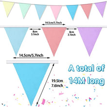 Load image into Gallery viewer, Alintor 46 Flags 40.6ft Bunting, Macarons Fabric Bunting + 18 Pastel Balloons, Birthday Bunting, Easter Bunting Ideal for Indoor Outdoor Ramadan, Baby Shower Banner, Garden Party Decorations
