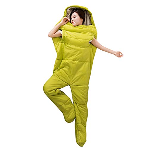 Humanoid Single Sleeping Bag Sleeping Bag for Outdoor Camping Backpacking Travel Hiking Lazy Bag with Zipper Arm Holes (Color : Yellow)