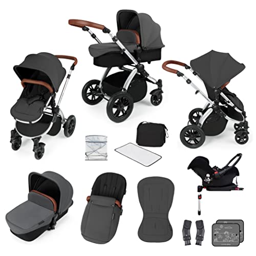 Ickle Bubba Stomp V3, All-in-one Travel System: with Isofix Base (Grey/Silver/Tan)