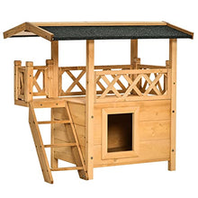 Load image into Gallery viewer, PawHut Wooden Cat House Outdoor Luxury Wood Room Weatherproof Shelter Dog Puppy Garden Large Kennel Crate Natural Wood
