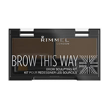 Load image into Gallery viewer, Rimmel London Brow This Way Eyebrow Powder Sculpting Kit, Groomed Finish and Ultimate Precision with Duo Compact Formula, Dark Brown
