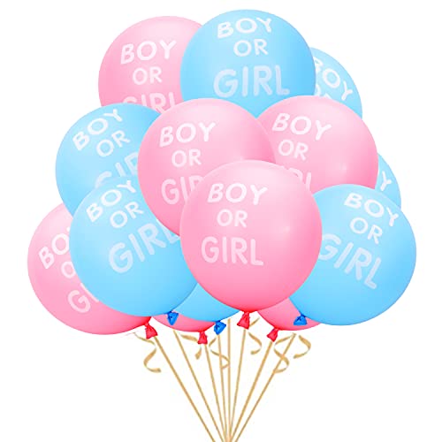 Jomnvo 24 PCS Boy or Girl Latex Balloons 12 Inch Pink Blue Balloons Gender Reveal Balloons for Baby Shower Gender Reveal Decoration (24)