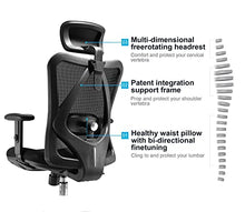 Load image into Gallery viewer, SIHOO Office Desk Chair, Ergonomic Computer Chair with Adjustable Headrest and Lumbar Support,High Back Executive Swivel Chair (Black)
