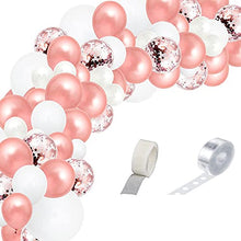 Load image into Gallery viewer, OTMVicor Rose Gold Balloon Garland Arch Kit,Rose Gold White Balloon,Confetti Latex Balloons and Tape Strip Dot for Bride Hen Party Wedding Birthday
