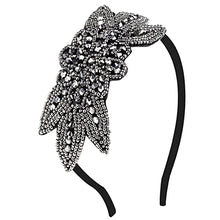 Load image into Gallery viewer, 1920s Flapper Headband - Pearls Leaf Headpiece Crystal Vintage 1920 Accessories For Women Gatsby Halloween Theme Party, Black-2, M
