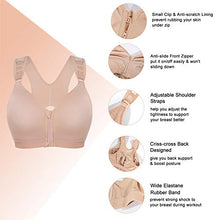 Load image into Gallery viewer, BRABIC Women Post-Surgical Sports Support Bra Front Closure with Adjustable Straps Wirefree Racerback, Beige 1, M
