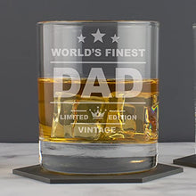 Load image into Gallery viewer, Dad&#39;s Gift - World&#39;s Finest Dad Whisky Glass - Father&#39;s Day Birthday Gift for Dad - Includes Gift Box
