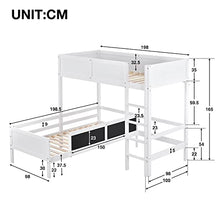 Load image into Gallery viewer, Children&#39;s Bed Frame 3FT, Bunk Bed for Kids with Blackboard &amp; Ladder for 2 People, Pine Wood, 198x165x198.5 cm(BxHxT)
