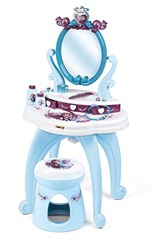 Disney 320233 Girls Hairdresser Table and Stool | New Model 2-in-1 Vanity Unit for Frozen 2 Fans Aged 3+ | Multicoloured with Accessories, Coiffeuse 2 en 1