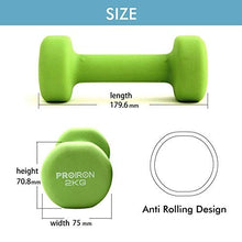 Load image into Gallery viewer, PROIRON Neoprene Dumbbell Weights Pair for Women 1kg 1.5kg 2kg 3kg 4kg 5kg 8kg 10kg, Arm Hand Exercise Weights (Apple Green-2 x 2KG)
