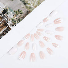 Load image into Gallery viewer, Brishow Coffin False Nails Short Fake Nails Snow Glitter Press on Nails Ballerina Acrylic Stick on Nails 24pcs for Women and Girls
