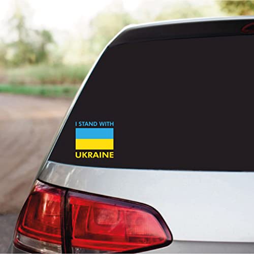 I Stand With Ukraine Car Window Vinyl Sticker Decal Flag Bumper