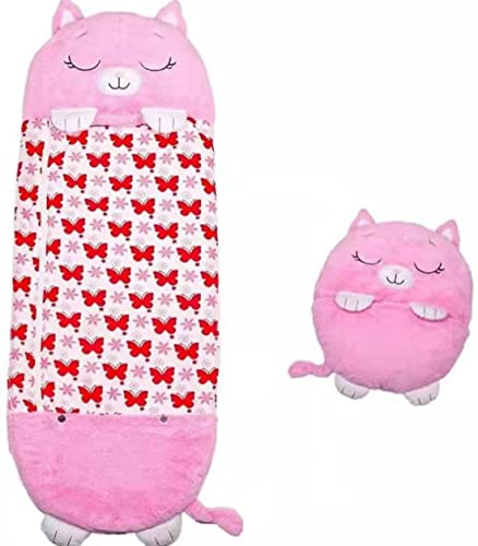 ZuoTeng Kids Sleeping Bag and Cute Cartoon Pillow, Foldable Animal Kid's Sleeping Bag for Kids Fun Games and Camping (137 x 50 cm, pink)