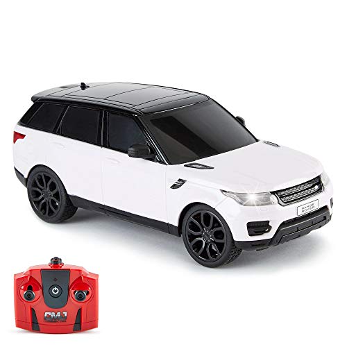 CMJ RC CarsTM Range Rover Sport Remote Control Car 1:24 scale with Working LED Lights, Radio Controlled Supercar (Range Rover Sport White)