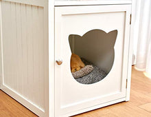 Load image into Gallery viewer, Cherry Tree Furniture BASTET Wooden Cat Cave Bedside Cabinet | Litter Box | Cat House Nightstand (White)
