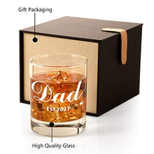 Load image into Gallery viewer, New Dad Gifts- EST 2021 Funny Dad Whiskey Glass- Great Gift for Dads to Be, Expectant Father, First Time Dad, Daddy to be, from Wife, Mother, Father, Friends
