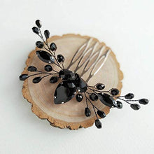 Load image into Gallery viewer, Anglacesmade Bridal Black Crystal Hair Comb Marquise Back Comb Wedding Headpiece Prom Party Festival Hair Accessories for Women and Girls
