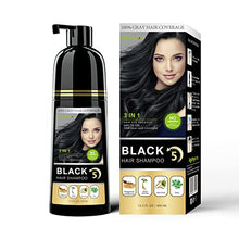 Load image into Gallery viewer, Herbal 3 in 1 Black Hair Shampoo 13.53 Fl Oz, Instant Black Hair Dye, Semi- Permanent Hair Dye Shampoo for Men &amp; Women, 100% Gray Hair Coverage, Effect in 5 Minutes, Lasts 30 Days 400ml (Black)
