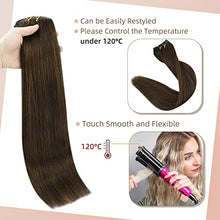 Load image into Gallery viewer, Fshine Clip in Hair Extensions Balayage Real Human Hair 50cm 7 Pcs Straight Clip in Color 2 Dark Brown to Chestnut Brown Extensions Human Hair 120 Gram Human Clip in Hair Extensions 20-Inch
