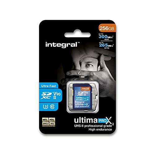 Integral 256GB UHS-II SD Card V90 Up to 300MBs Read and 265MBs Write Speed 1866X SDXC Professional High Speed Memory Card