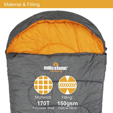 Load image into Gallery viewer, Milestone Camping 27000 Grey &amp; Orange Single Mummy Sleeping Bag / Comfortable and Portable / Carry Sack / Water Resistant / 2 Season
