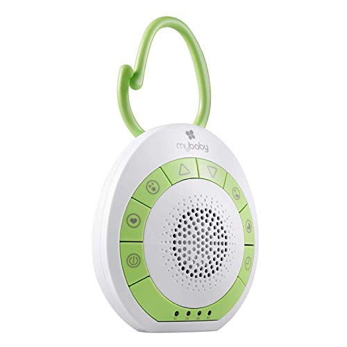 MyBaby SoundSpa On‐the‐Go Baby Soother Sleep Aid, 4 Soothing Sounds, Adjustable Volume Control and Clip for Prams, Buggies, Strollers, Changing Bags, Car Seats, Small and Lightweight, Auto Timer