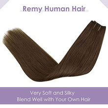 Load image into Gallery viewer, LaaVoo Secret Wire Remy Human Hair Extensions Brown Fishing Line Real Hair Extensions Brown with Clips One Piece Thread Real Hair Extensions Brown 80g 12&#39;&#39; #4
