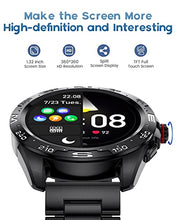 Load image into Gallery viewer, Smart Watch for Men, Bluetooth Call Voice Dial Chat Fitness Tracker with 24/7 Heart Rate Blood Pressure Sleep Monitor Step Counter, 1.32'' HD Colour Display IP67 Waterproof Pedometer for iOS Android
