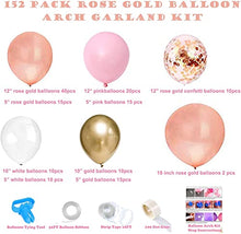 Load image into Gallery viewer, Rose Gold Balloon Garland Arch Kit, 152 Pieces Rose Gold Pink White and Gold Confetti Latex Balloons for Baby Shower Wedding Birthday Graduation Anniversary Bachelorette Party Background Decorations
