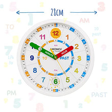 Load image into Gallery viewer, Amonev Time Teacher Scope Wall Clock for Children, Easy to Read Dial with Silent Ticking. Teach Children how to Read and Tell the Time with this Analogue Clock.
