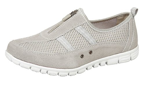 WOMENS EXTRA WIDE FIT EEE CASUAL LEATHER LINED SHOES TRAINERS SIZE 4 - 9 GREY (6)