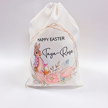 Load image into Gallery viewer, Personalised Easter Bag, Custom Easter Gift Bag, Easter Egg Sack, Easter Bunny Treat Bag, Easter Decoration, Kids Easter Egg Hunt Basket, Easter Bunny Rabbit
