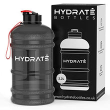 Load image into Gallery viewer, HYDRATE XL Jug 2.2 Litre Water Bottle - BPA Free, Flip Cap, Ideal for Gym - Colour Options (Black)
