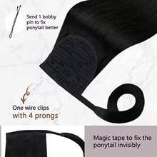 Load image into Gallery viewer, RUNATURE Ponytail Extension Human Hair 12 Inch Off Black Ponytail Extension Short Hair Extension Clip on Ponytail Real Hair Black Ponytail 70g
