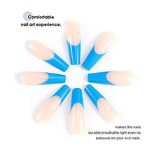 Load image into Gallery viewer, Yean Coffin Fake Nails Ballerina Glossy Long False Nails French Press on Nails Blue and White Full Cover Stick on Nails for Women and Girls(24 pcs)
