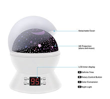 Load image into Gallery viewer, Star Night Light, SCOPOW Rotating Night Light Projector with LED Timer Auto-Off Romantic Star Sky Lighting Lamp Nursery Gift Toys for Boy Girl Kids Children Bedroom(White)
