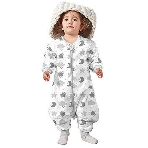 Lictin Baby Sleeping Bag with Feet 2.0 Tog - Baby Sleep Sack Split Leg with Removable Sleeves Winter Organic Cotton Sleeping Bag for Infant Toddler from 75 to 95 cm