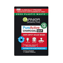 Load image into Gallery viewer, Garnier SkinActive Pure Active Charcoal Bar 100g, Anti-Spot &amp; Blackhead Solid Wash For Face, Body &amp; Neck With Charcoal and Salicylic Acid, Dermatologically Tested Soap Bar
