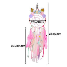 Load image into Gallery viewer, Beinou Unicorn Dream Catcher Colorful Feather Dream Catchers Handmade Flowers Dream Catchers DIY Dream Catcher for Girls Kids Nursery Bedroom Wall Hanging Decoration Blessing Gift
