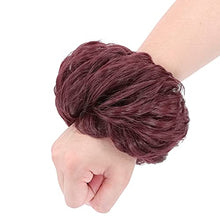 Load image into Gallery viewer, Hair Bun Extensions Messy Wavy Curly Donut Scrunchie Hairpiece Accessories 45G Thicker Chignons Fluffy Updo Pony Tail Synthetic, Wine Red
