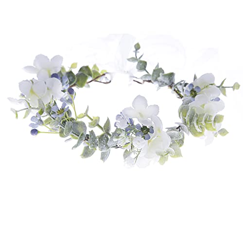 Flower Crown Boho Flower Wreath Artificial Floral Crown Bridal Headpiece Greenery Crown for Wedding Ceremony Party Festival