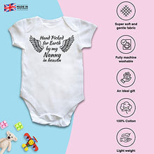 Load image into Gallery viewer, Little Ratbag Unisex Baby Bodysuit Vest - 100% Cotton Funny 0-3 Months Baby Clothes - Short Sleeves Boy &amp; Girl Baby Grows Clothing Suit -&quot;Hand Picked for Earth by My Nanny in Heaven&quot; - White
