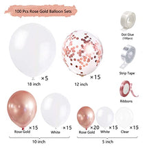 Load image into Gallery viewer, SANERYI Balloon Arch Kit 100pcs Rose Gold Balloons and White Balloons Garland Kit Confetti Clear Latex Balloons for Bridal Shower Bachelorette Hen Party Wedding Birthday for Girls Decorations
