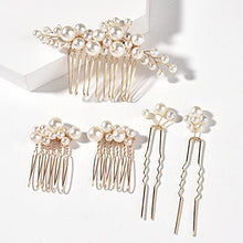 Load image into Gallery viewer, Bride Wedding Peatl Hair Pins Flower Bridal Hair Pieces Wedding Hair Accessories for Women and Girls Pack of 5

