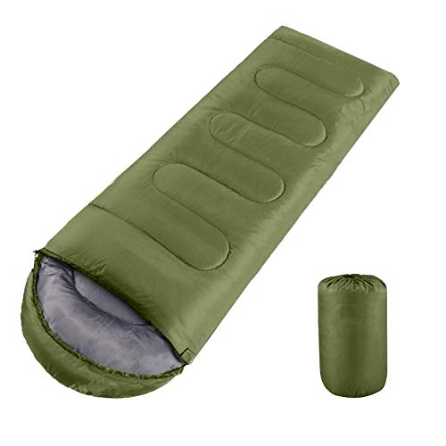 Yaheetech Sleeping Bags with Hoods for Adults Camping/Travel/Hiking/Backpacking, 3 Season Warm Lightweight Compression Sack Envelope/Rectangular Sleeping Bags for Single Person, Green