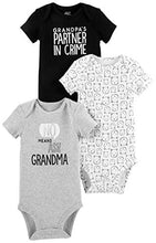 Load image into Gallery viewer, Simple Joys by Carter&#39;s 3-pack Short-sleeve&quot;Family Slogan&quot; Bodysuits T-Shirt Set, Grandma/Grandpa, 0-3 Months, Pack of 3
